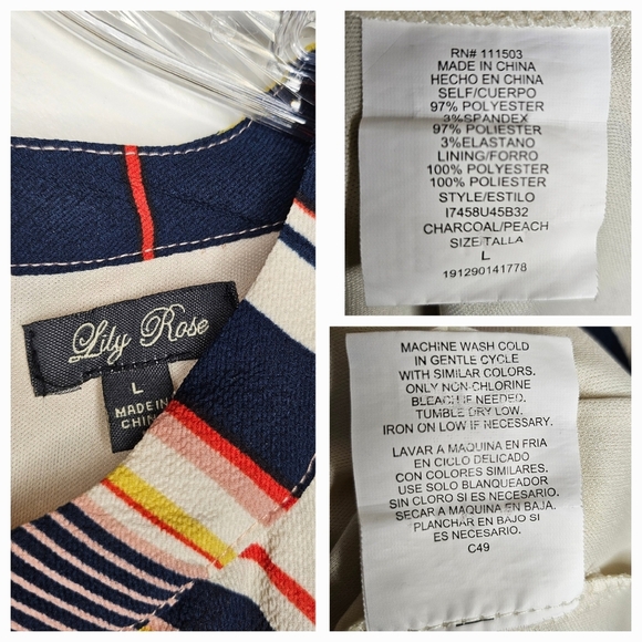 Lily Rose Blue Pink Butter Yellow Striped Cold Shoulder Keyhole 70s Dress Size L - Picture 5 of 11